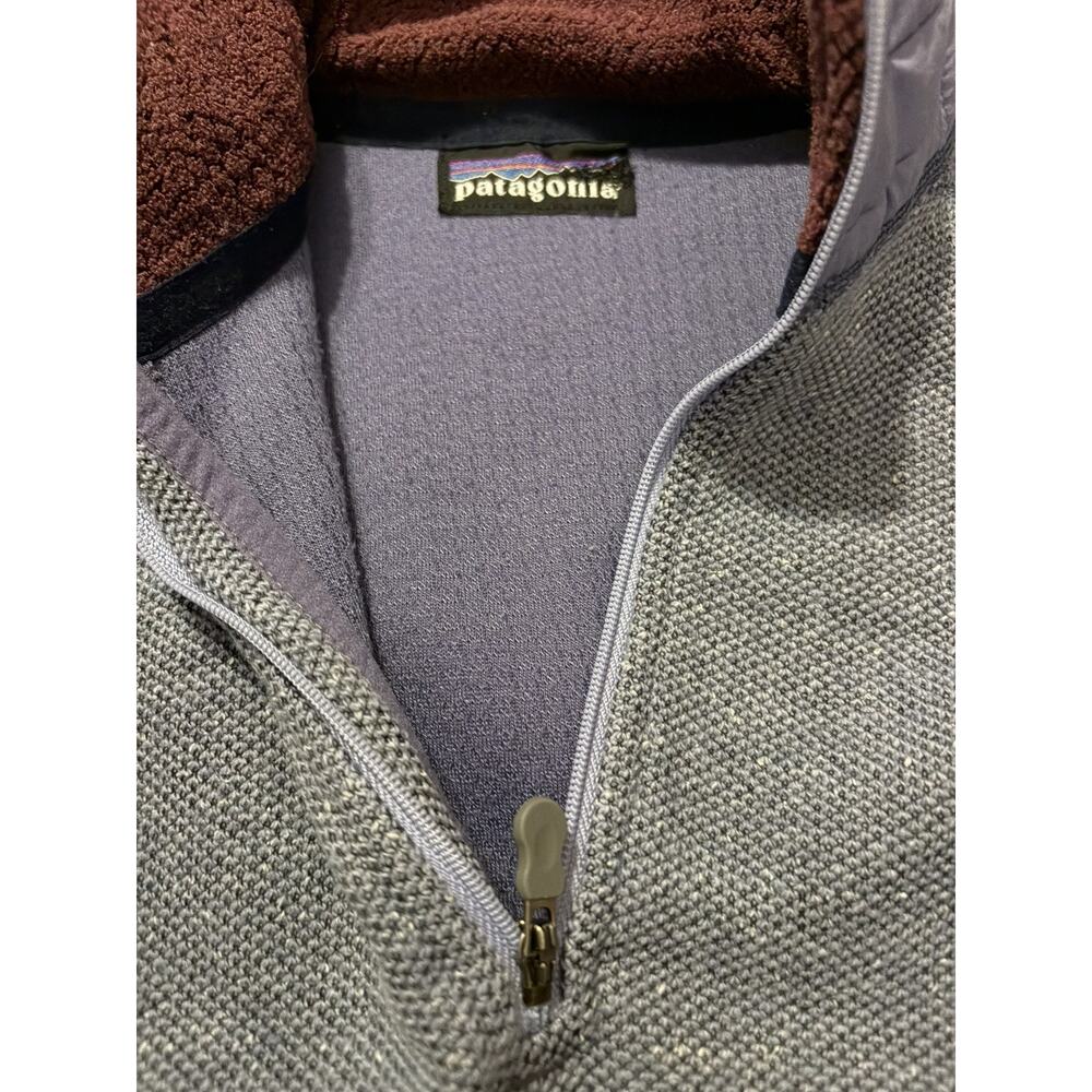 Vintage Patagonia Knit Fleece Pullover Women’s Quarter zip gray Quilted Panels - Picture 7 of 9